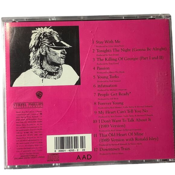 Vintage 1989 Music CD, Rod Stewart, Downtown Train, Pop CD, EUC - Picture 2 of 2